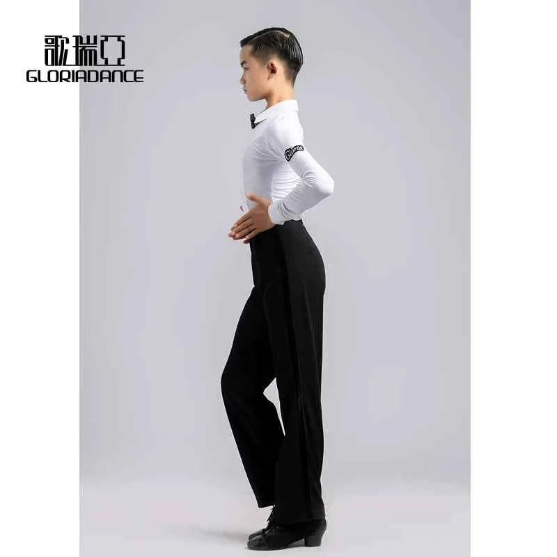 G.DANCE Children's Dance Costume Boys Latin Modern Dance White Shirt Trousers Performance Competition Regulations Uniform 5103