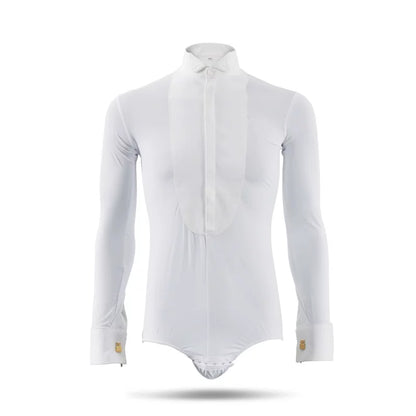 NY Fashion Men's Competition Shirt Zipper Butterfly Collar Practice Dance Shirt Performance Dance Shirt 91003C