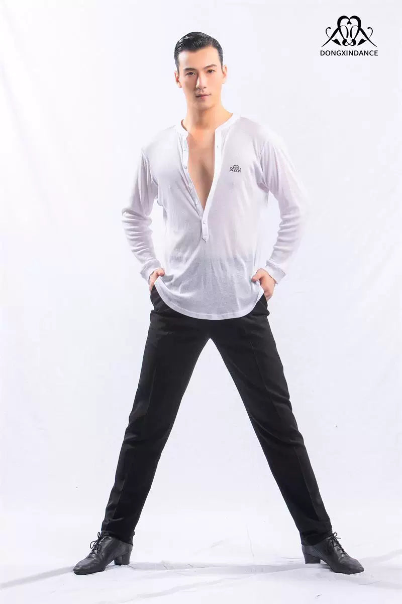 DONG XIN.NY187 dance suit, Tencel cotton top, men's Latin dance costume, national ballroom dance professional practice suit