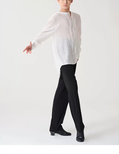 BOBO boys' new Latin dance clothes, professional tops, adult practice clothes, art test performance training clothes, men's shirts