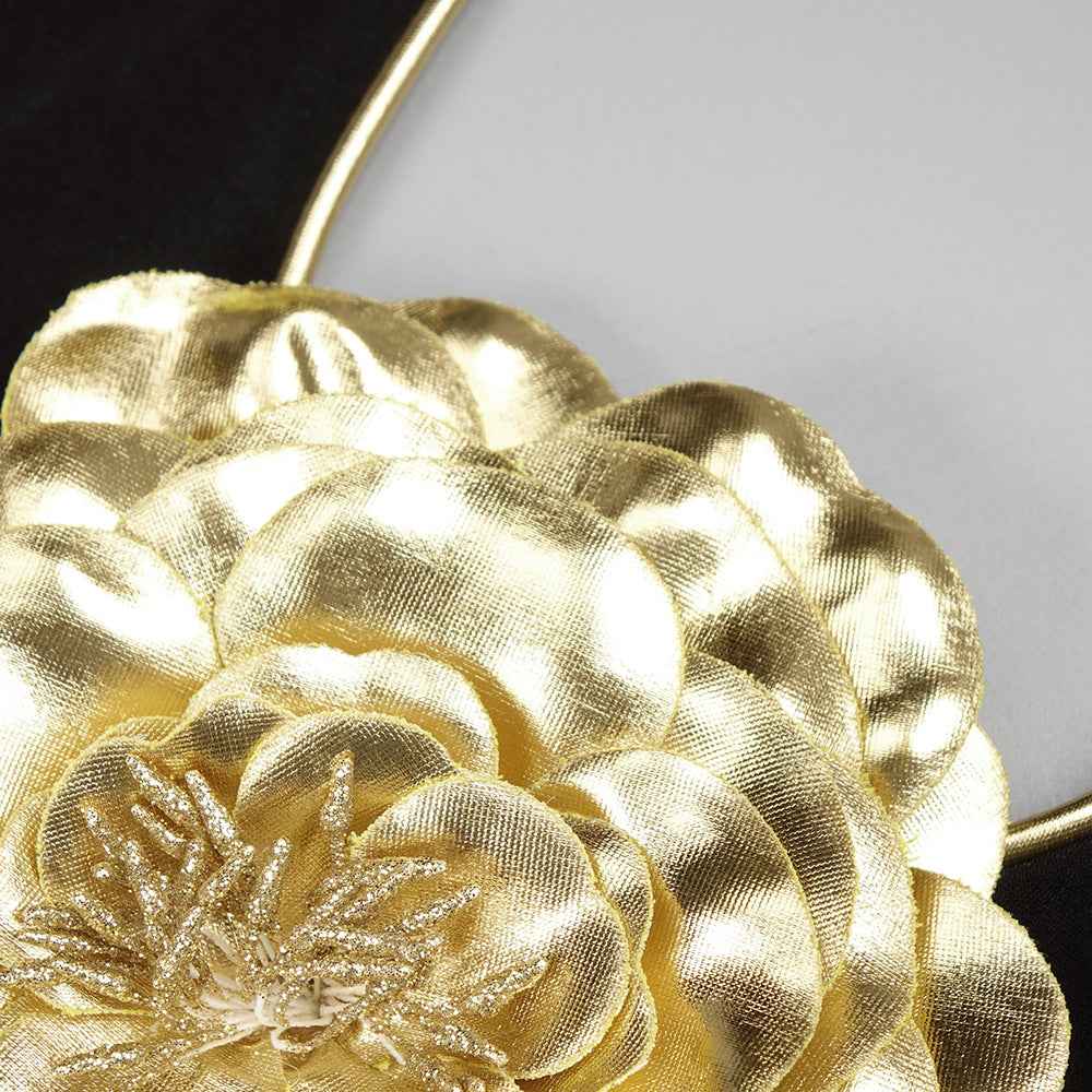BD2561 Golden Flower Sleeveless Backless Halter Jumpsuit