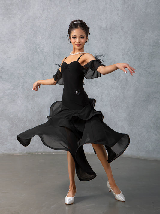 TID ballroom dance suit summer new 2-piece ballroom dance waltz swing skirt practice suit dance skirt