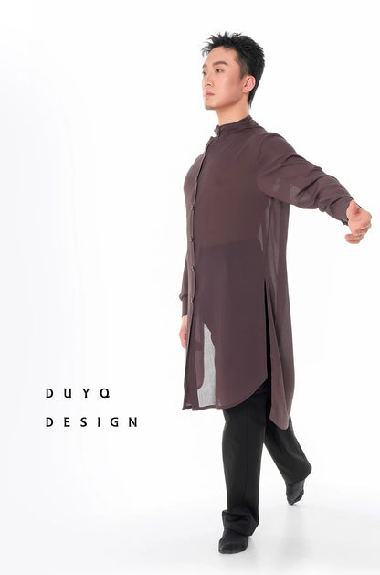 DUYQ "Men's Series" 006 Single-breasted texture long-sleeved top Latin dance suit men's teaching class