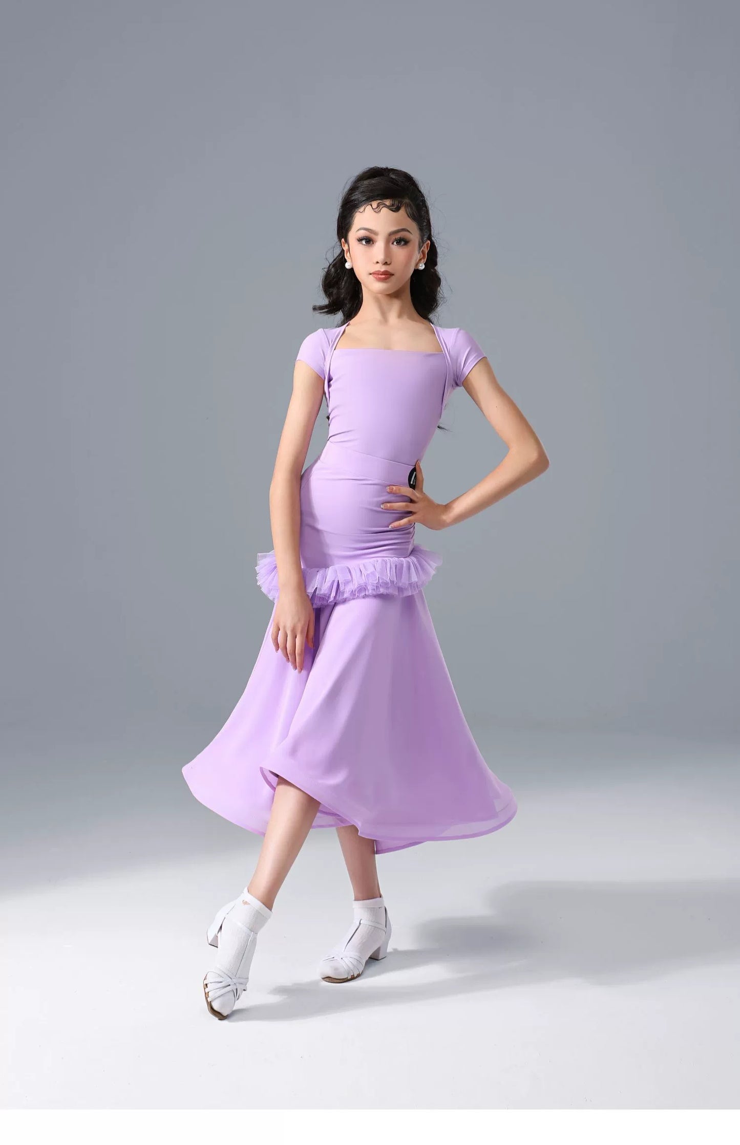 TID.0399 Children's Short Sleeve Children's Ballroom Dance Suit Girls
