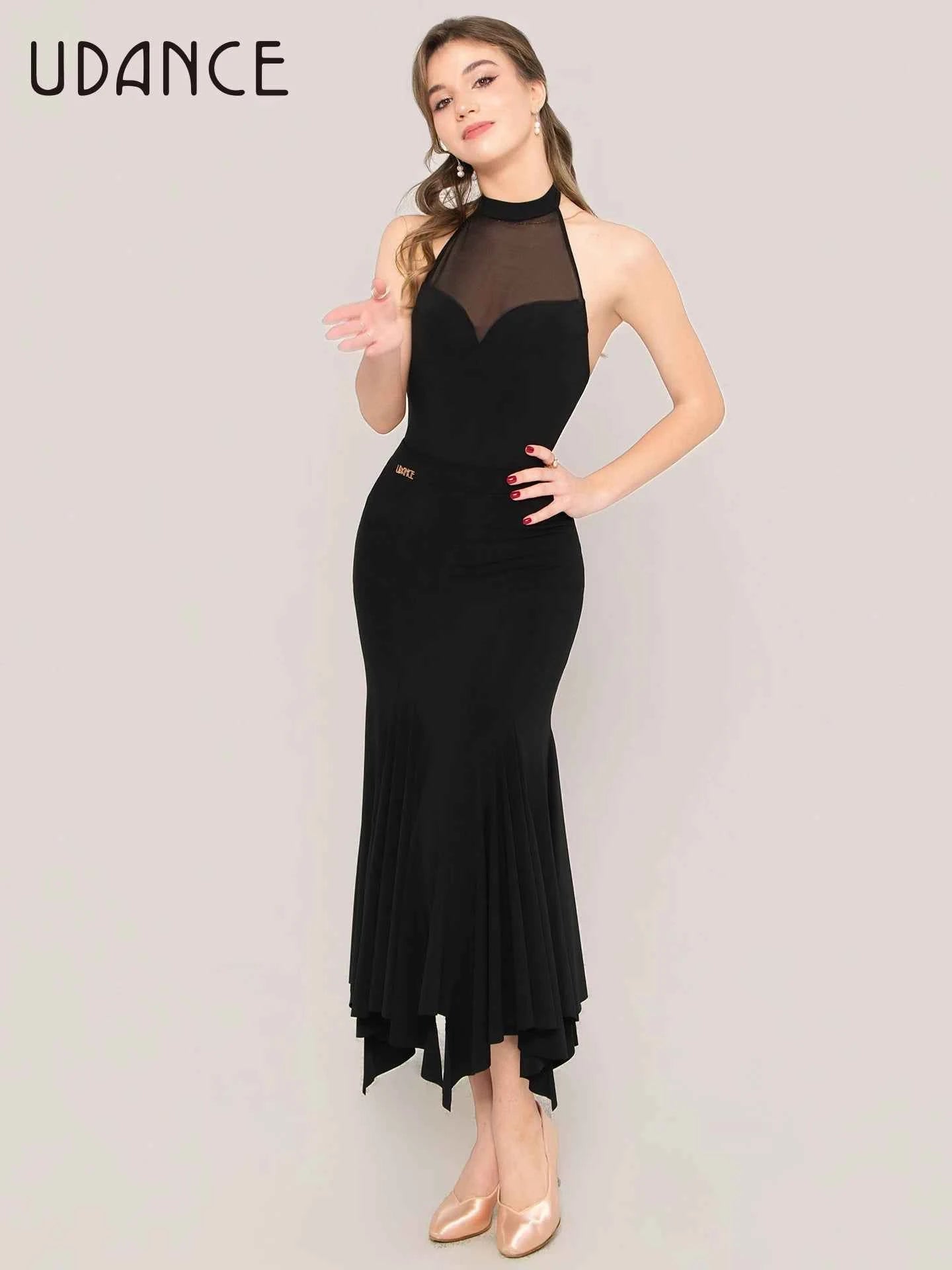 UDANCE high-end fashion ballroom dance top mesh sleeveless leaking back women's top AMD17