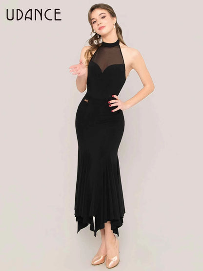 UDANCE high-end fashion ballroom dance top mesh sleeveless leaking back women's top AMD17