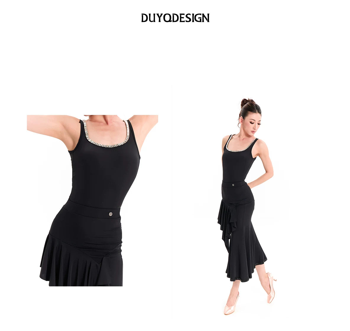 DUYQ "Mountain Awakening Rain Modern" 011 Classic Flat Mouth Diamond Top Women's Modern Dance Practice Suit Professional