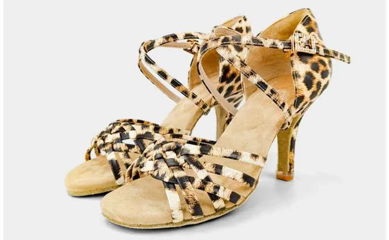 ABA Ladies Leopard Print Latin Dance Shoes Soft Sole