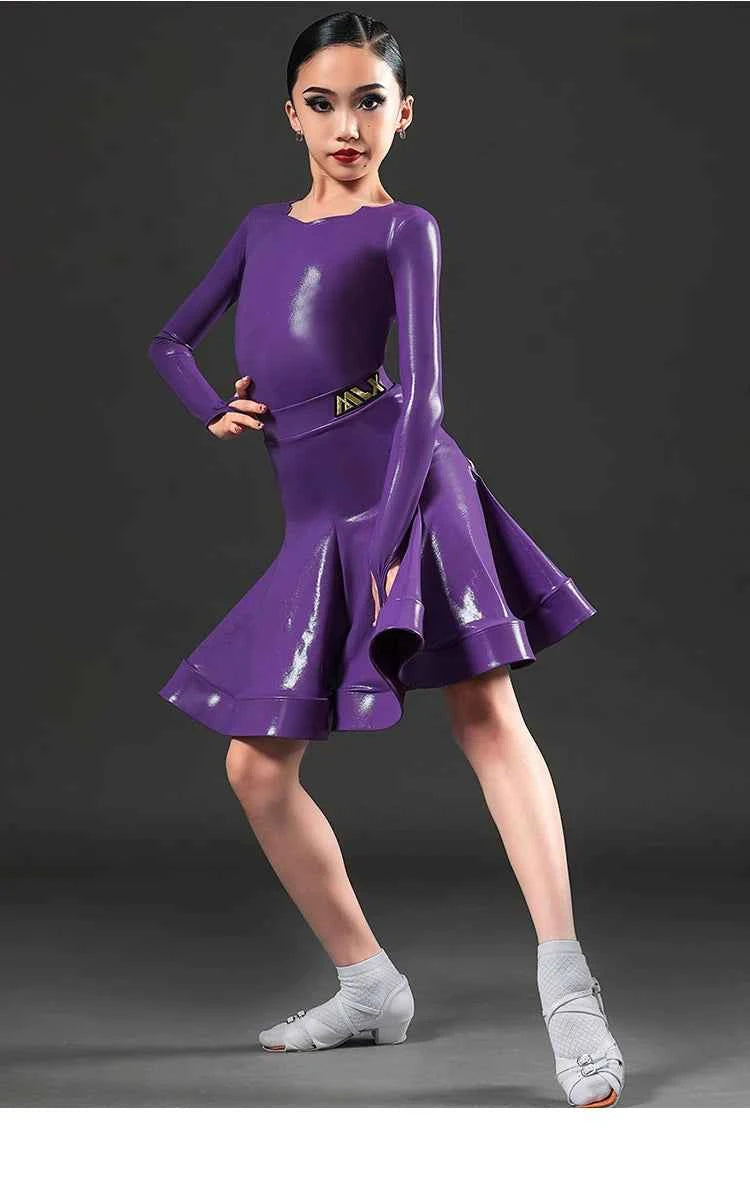 MLX national standard dance costumes Latin dance costumes Children's competition standards stipulate that clothing gold standard customization