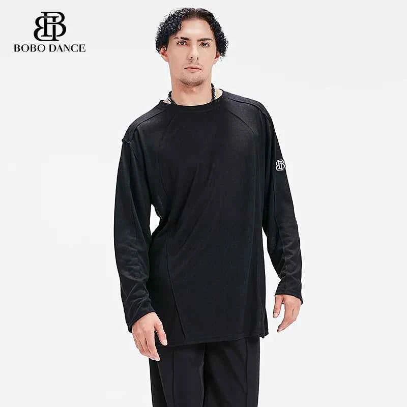 BOBO Boys Latin Dance Suit T-Shirt Men's Ballroom Dance Professional Training Latin Practice Suit Dance Top