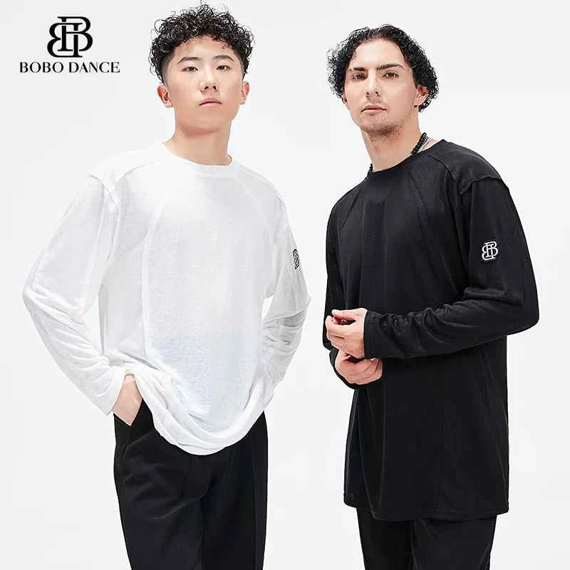 BOBO Boys Latin Dance Suit T-Shirt Men's Ballroom Dance Professional Training Latin Practice Suit Dance Top