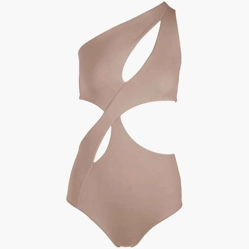 UDANCE Latin dance costume versatile bodysuit slanted shoulder hollow strap Latin dance practice clothes nude