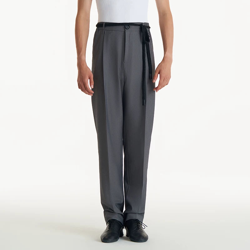 DUYQ Men's Series 009 Elastic Drawstring Straight Pants Latin Dance Practice Suit Advanced Professional