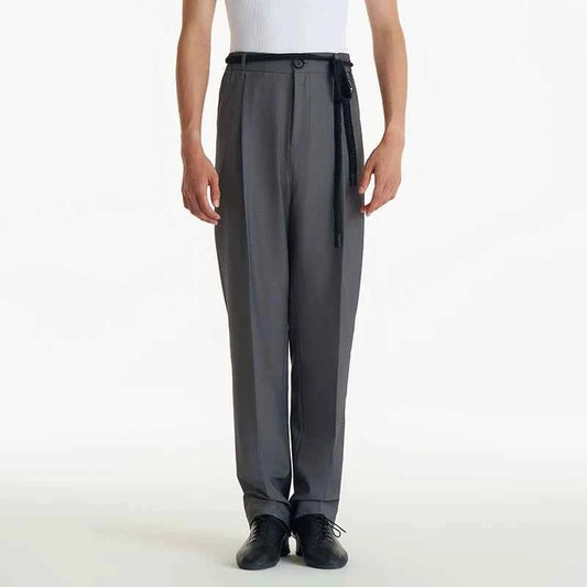 DUYQ Men's Series 009 Elastic Drawstring Straight Pants Latin Dance Practice Suit Advanced Professional