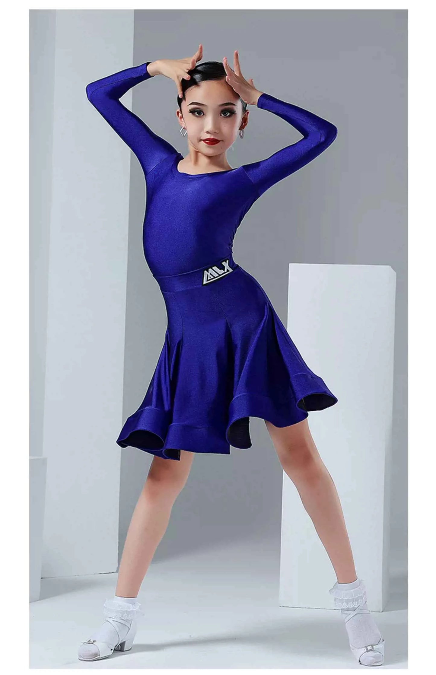 MLX.8922 Children's National Standard Dance Split Standard Uniform Latin Dance Girls' Long Sleeve Competition Grading Regulations Clothing