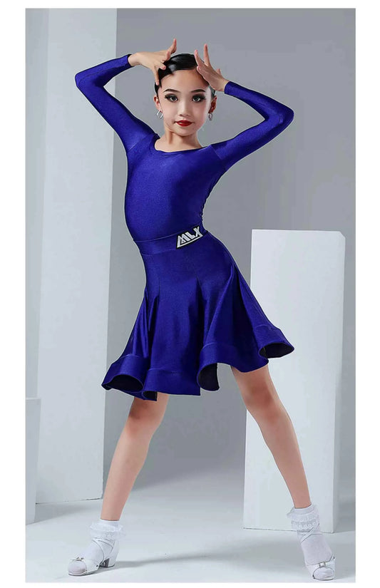 MLX.8922 Children's National Standard Dance Split Standard Uniform Latin Dance Girls' Long Sleeve Competition Grading Regulations Clothing