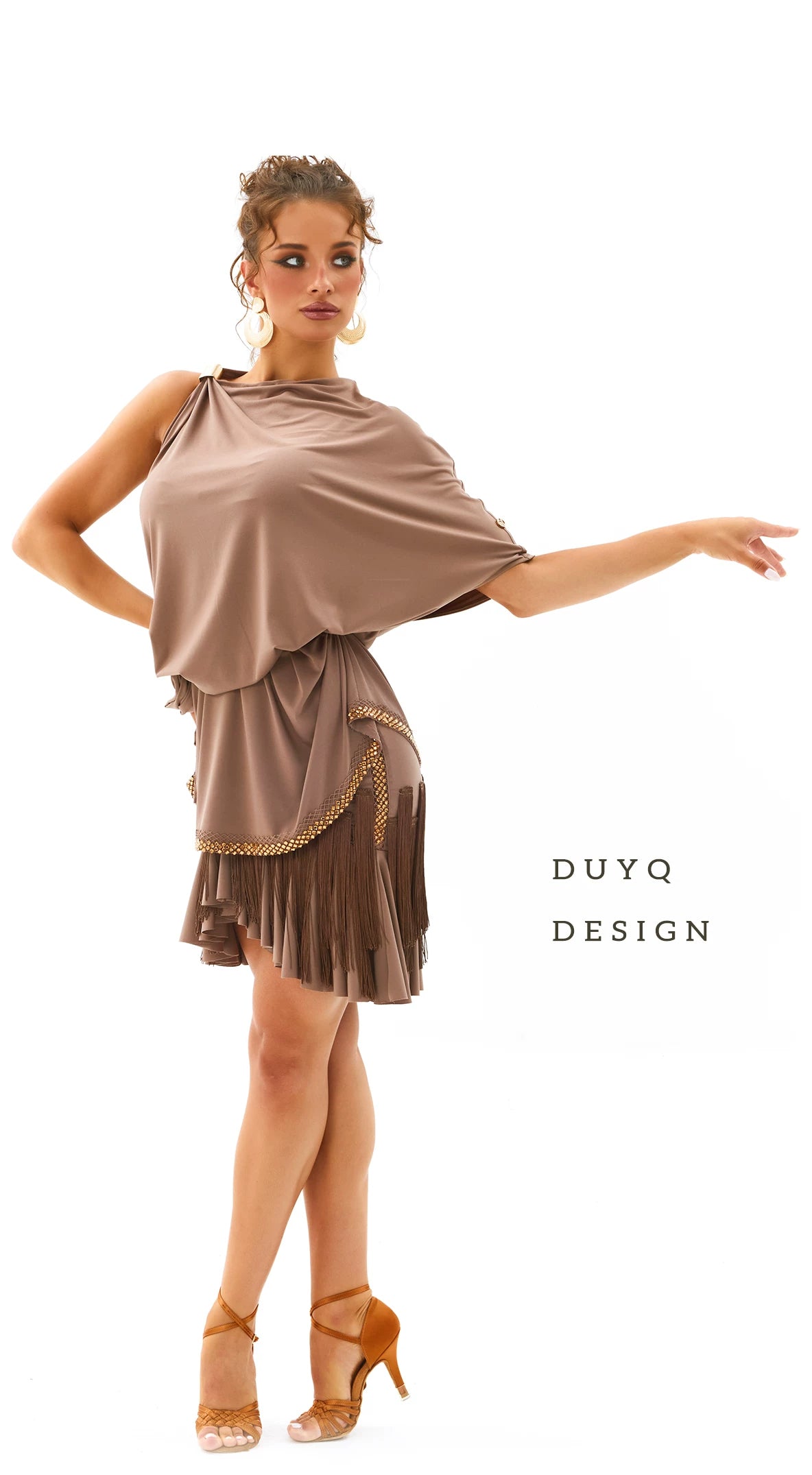 DUYQ [Polina-3] 008 Classic Drilled Edge Loose Women's Blouse National Standard Latin Dance Practice Performance Clothing