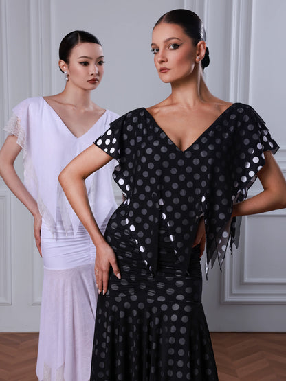 TIDV neck slim waltz skirt daily ballroom dance practice costume