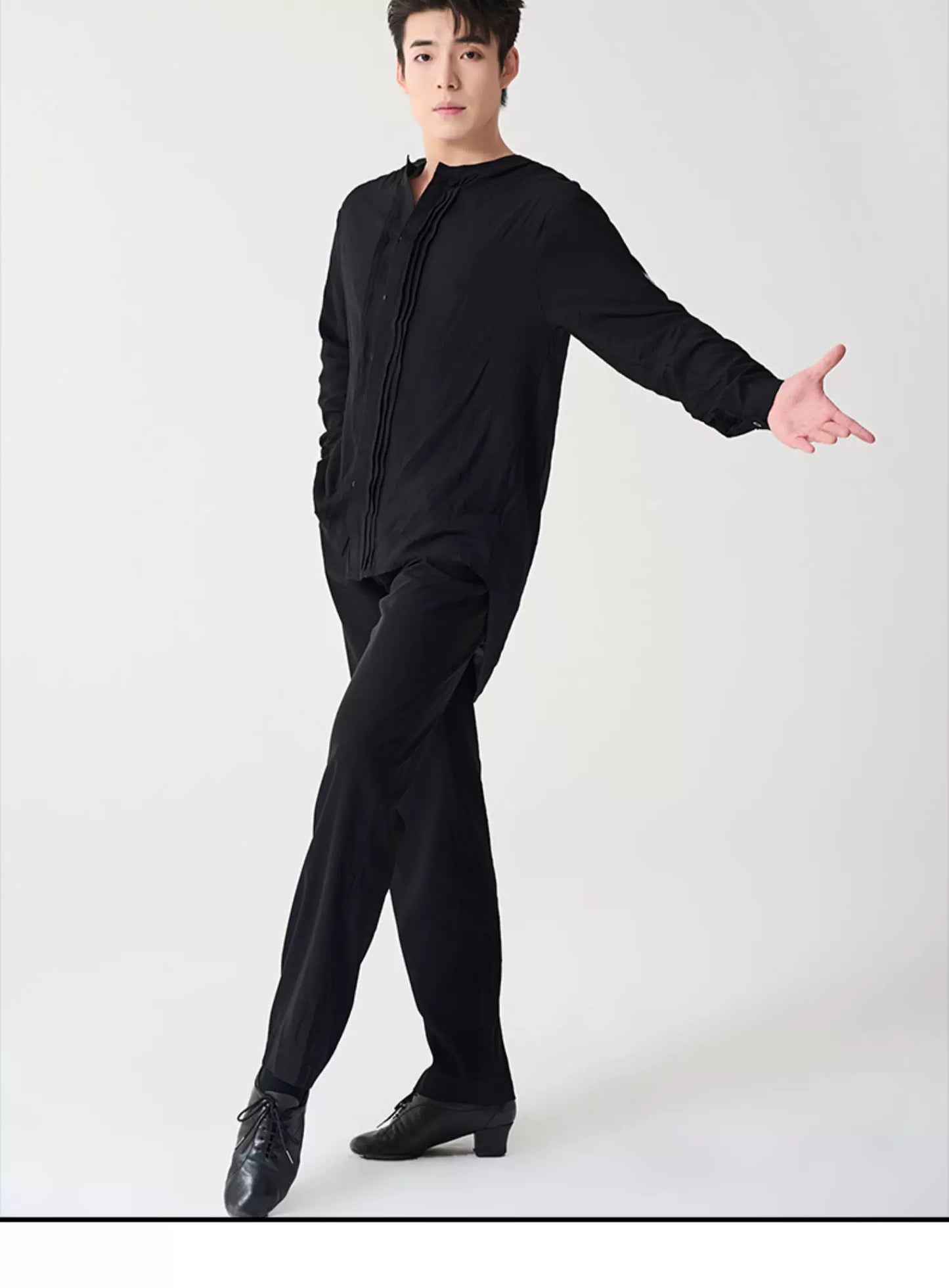BOBO boys' new Latin dance clothes, professional tops, adult practice clothes, art test performance training clothes, men's shirts
