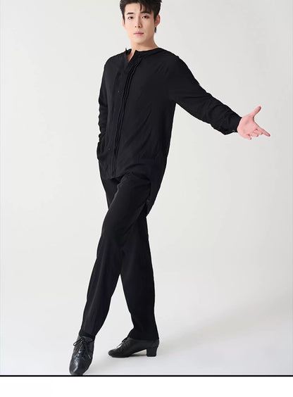 BOBO boys' new Latin dance clothes, professional tops, adult practice clothes, art test performance training clothes, men's shirts