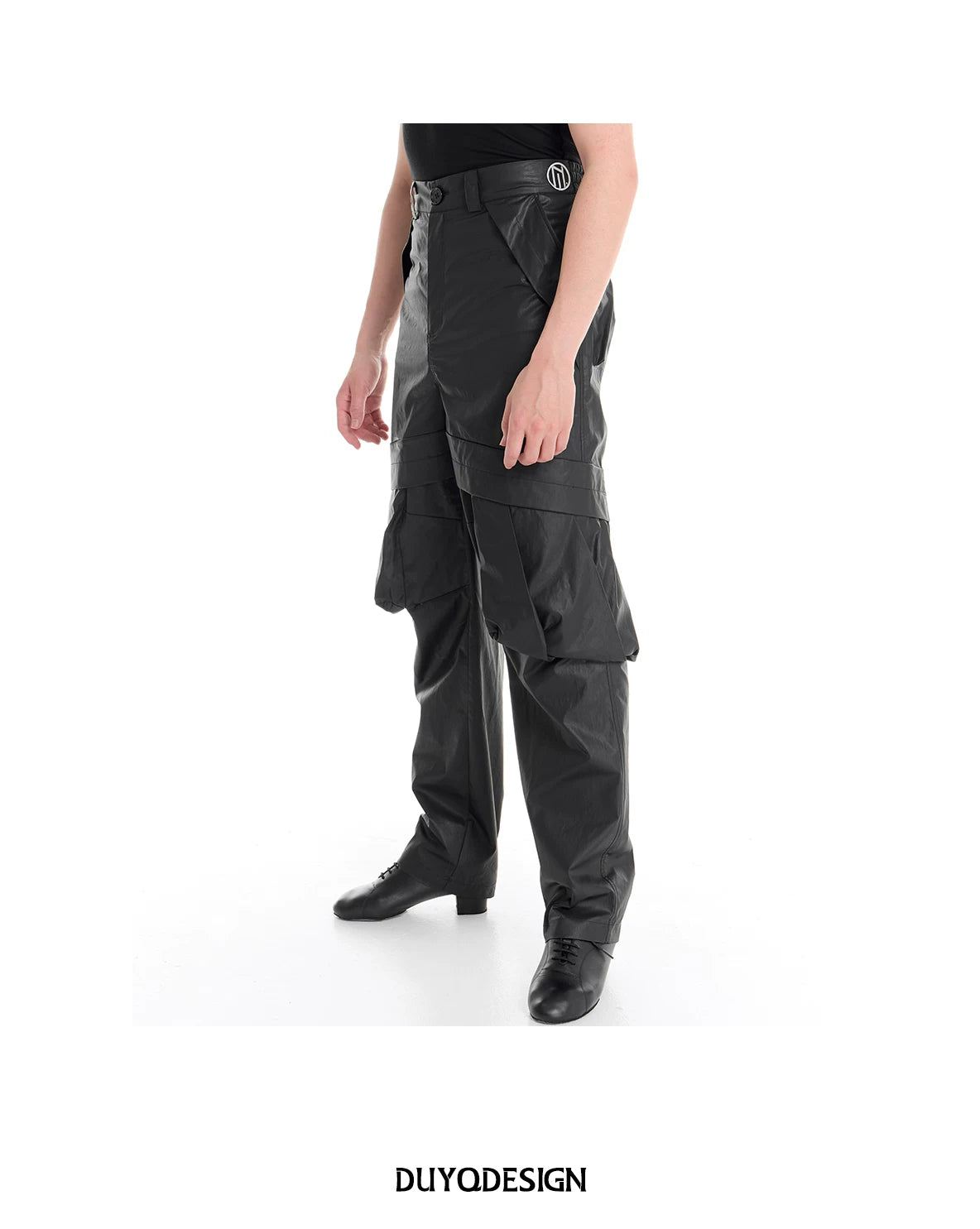 DUYQ "Men's Series" 009 Glossy deconstruction three-dimensional big pocket straight trousers Latin dance clothes professional