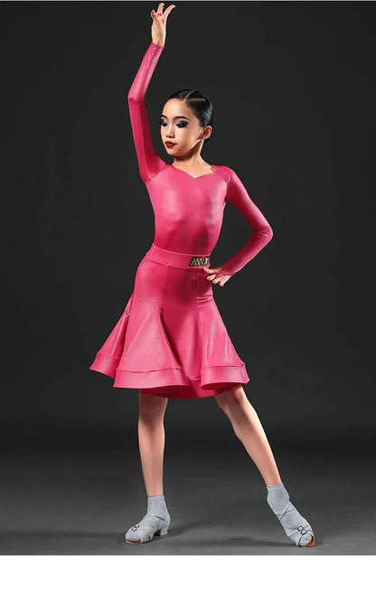 MLX.8971 Latin Dance Competition Clothing Children's Dance Grading Standards Regulations Clothing Performance Clothing Split Set Customization