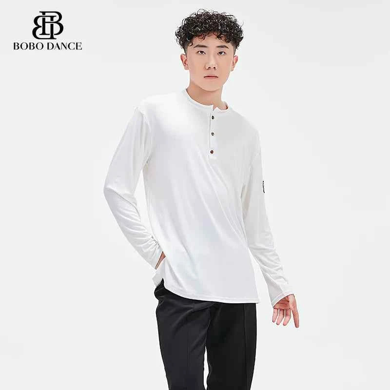 BOBO Boys Latin Dance Suit T-Shirt Men's Ballroom Dance Professional Training Latin Practice Suit Dance Top