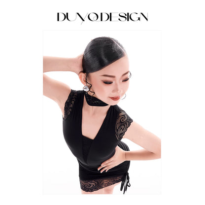 DUYQ children's style "Mountain Awakening Rain" 009 original lace one-piece top Latin dance girls practice clothes