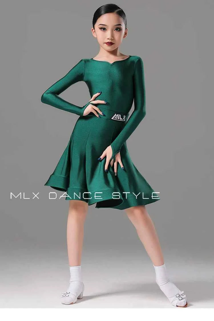 MLX Children's Professional Dance Competition Clothing Latin Dance Girls' Grading Regulations Clothing Large Skirt Competition Clothing