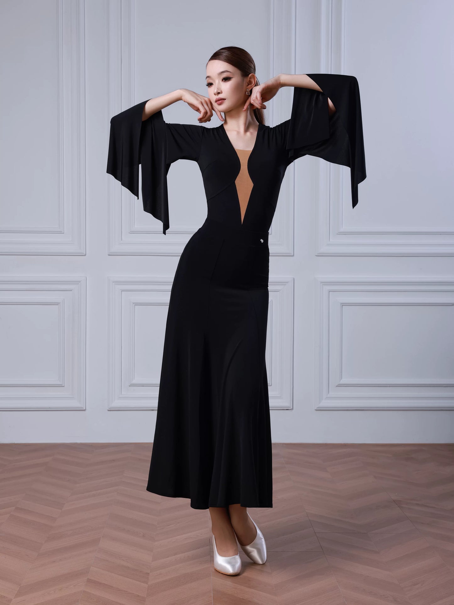 TID modern dance skirt big fluttering sleeve top adult ballroom dance big swing skirt B076 + S043