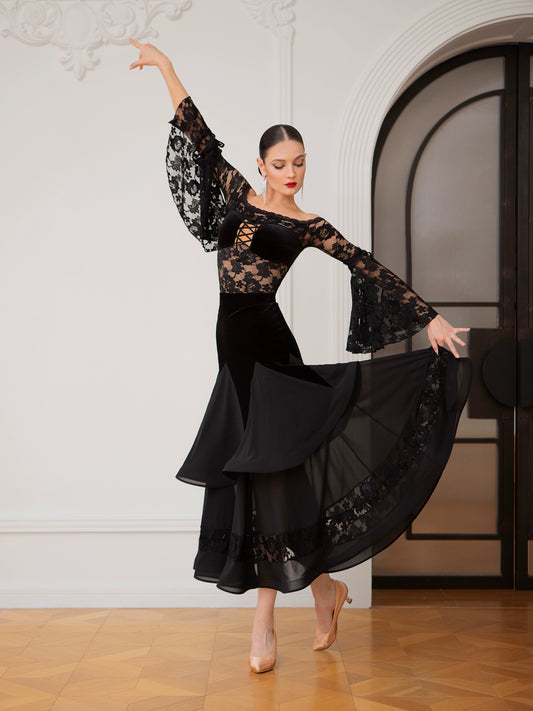 TID ballroom dance skirt professional adult national standard dance performance suit modern dance big swing dress set