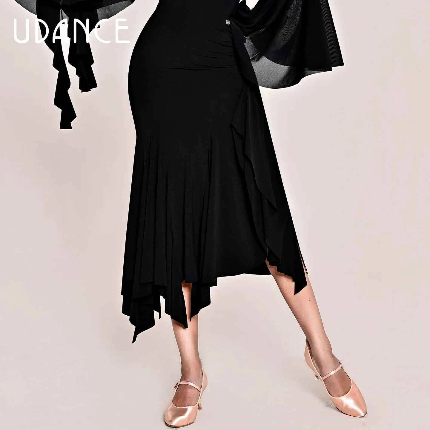 UDANCE ballroom long dress hip-wrapped long dress large skirt high waist design irregular skirt AMD08
