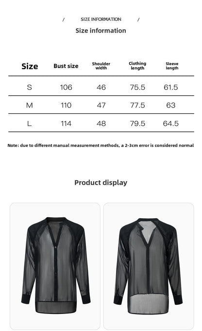 DUYQ "Men's Series" 001 Light and transparent texture small stand-up collar shirt National standard men's Latin dance professional