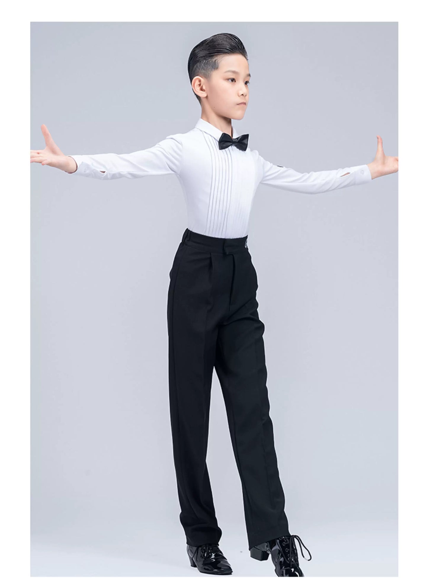 G.DANCE Children's Dance Costume Boys Latin Modern Dance White Shirt Trousers Performance Competition Regulations Uniform 5104