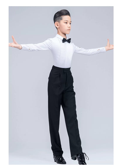 G.DANCE Children's Dance Costume Boys Latin Modern Dance White Shirt Trousers Performance Competition Regulations Uniform 5104