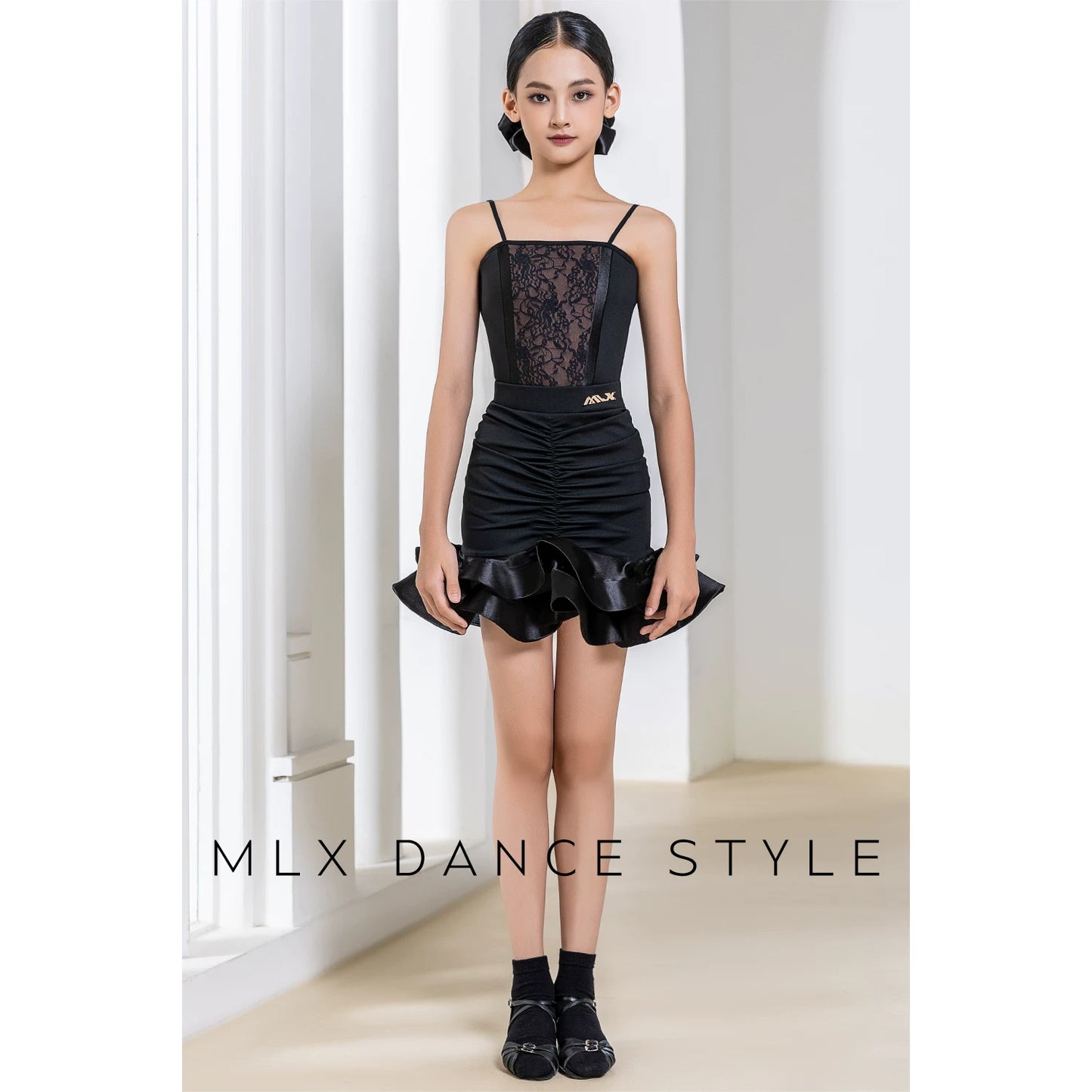MLX Children's New Latin Dance Suit Big Skirt High-end Children's Dance Performance Practice Suit #154