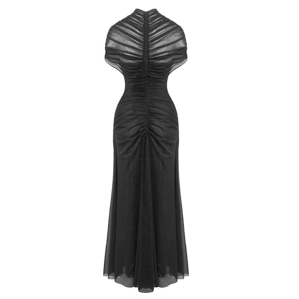 BD2671 Navel-baring mesh dress with large skirt