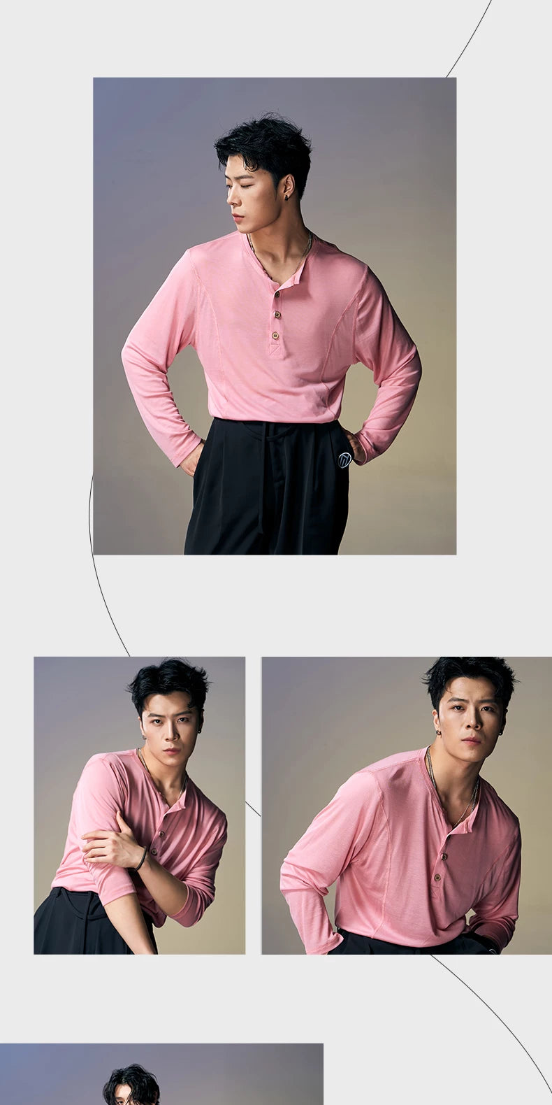 DUYQ "New Men" 007 Loose and Comfortable Long Sleeve Top National Standard Latin Dance Practice Suit New Product