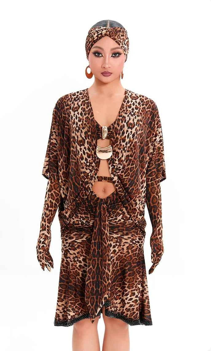 DUYQ "Leopard Hidden, Xia Ying" Latin 011 Teacher's Loose Top National Standard Women's Latin Dance Practice Suit - Mine·Jas