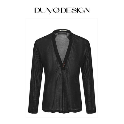 DUYQ-018 deep V men's and women's same top, national standard Latin dance practice suit, professional three-color