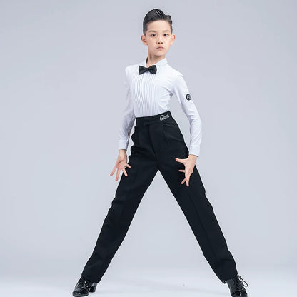 G.DANCE Children's Dance Costume Boys Latin Modern Dance White Shirt Trousers Performance Competition Regulations Uniform 5104