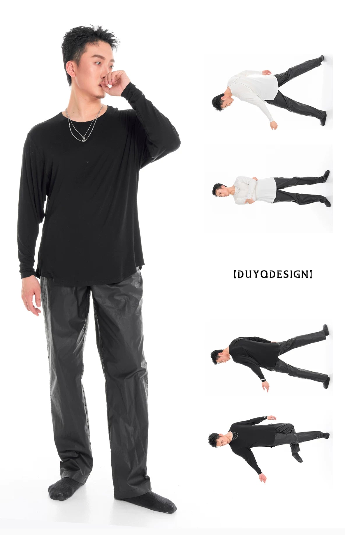 DUYQ "Men's Series" 002 Basic Crew Neck Long Sleeve Practice Clothing National Standard Men's Latin Dance Professional