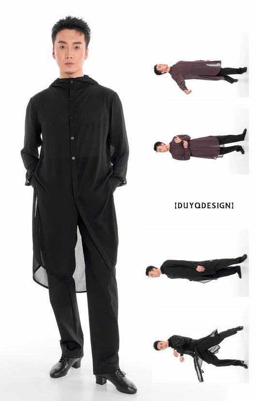 DUYQ "Men's Series" 006 Single-breasted texture long-sleeved top Latin dance suit men's teaching class