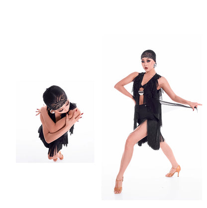 DUYQ "Mountain Awakening Rain Latin" 017 French Lotus Leaf Top National Standard Women's Latin Dance Practice Suit Professional