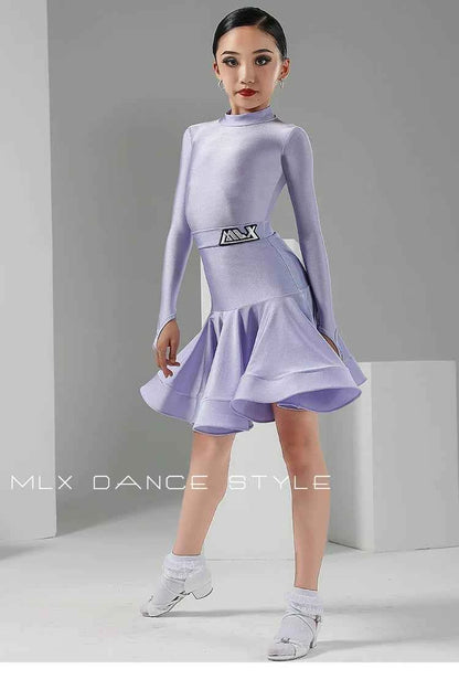 MLX8923 Children's National Dance Competition Grading Performance Clothing Latin Dance Girls' Regular Clothing Split Set