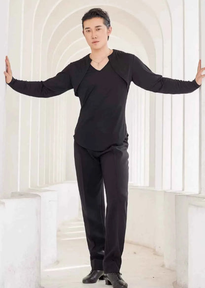 DONGXIN Men's Practice Pants Metal Buckle High Waist Straight Pants Professional Dance Pants NK669