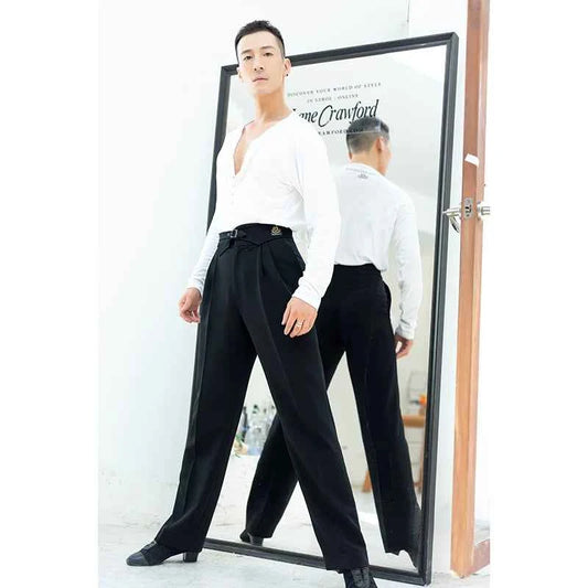 DONGXIN Men's Belt Design High Waist Radish Pants Straight Pants Practice Pants NK560