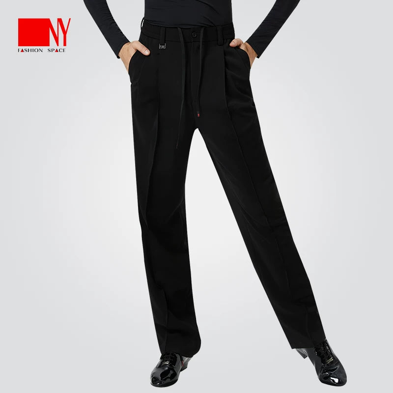 NY Fashion Men's Black Ballroom Latin Dance Pants Performance Pants 22119K