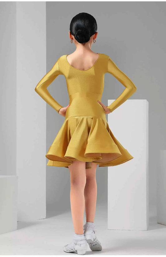 MLX8921 Latin dance girls long-sleeved competition stipulates that children's national standard dance performance practice clothing