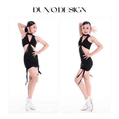 DUYQ children's style "Mountain Awakening Rain" 011 original hollow dress Latin dance girls practice clothes